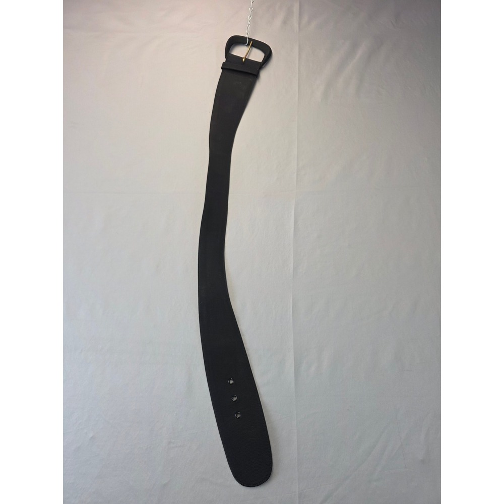 Donna Karan New York Vintage Black Wide Curved Waist Belt Made in Italy Medium